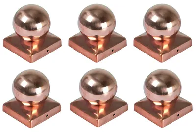 Produktbild von BURI 6x Kupfer Pfostenkappe Kugel 90x90 mm Zaunkappe Zierkappe Pfahl Kappe Abdeckung