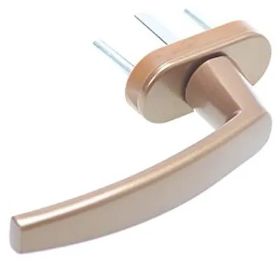 Immagine prodotto di Maniglia per finestre Aqbau®, materiale: alluminio dorato; base: alluminio/plastica; colore principale: oro