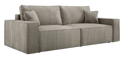 Produktbild von Sofa mit Schlaffunktion und Bettkasten CORTINA, Sofa Cord, Couch, Klappsofa mit Schlaffunktion, Schlafsofa, Bettsofa, Polstersofa - Beige POSO 02