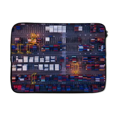 Produktbild von MuchoWow® Laptop Hülle 13 Zoll Container im Hafen Laptoptasche - Laptophülle - Sleeve - Rundumschutz