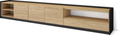 Produktbild von TV-Schrank, Lowboard, 310x37x50cm, Für TV-Geräte bis zu 80", Fernsehtisch, Eiche Schwarz
