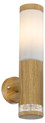 Produktbild von LED Wandleuchte, Deko-Licht, Edelstahl, Holz-Optik, H 35 cm