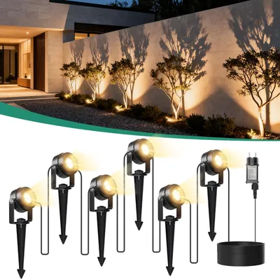 6-in-1 LED-Tuinstrahler, 20 m Kabel, 3000 K, IP65, 900 Lumen