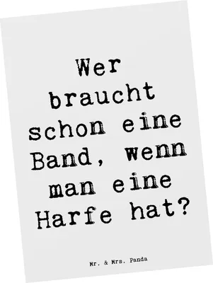 Produktbild von Mr. & Mrs. Panda Postkarte Spruch Harfenzauber - Weiß - Geschenk, Klang, Band, Musikinstrument, Lernen, bildkarte, Musiker, Harfenspieler, Grußkarte, Ansichtskarte, Musik