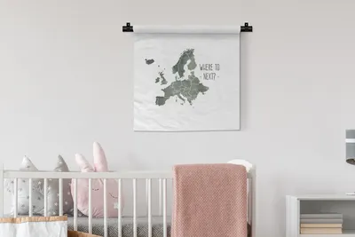 Produktbild von MuchoWow® Wandteppich Wandbehang Karten - Europa - Briefe - Zitat 60x60 cm Tapisserie Dekoration Wandtuch - Dekorationen - Wand Decke