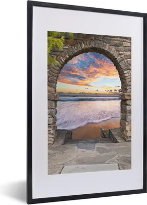 Produktbild von MuchoWow® Gerahmtes Poster Abend - Meer - Strand - Aussicht 40x60 cm - Poster mit Schwarzem Bilderrahmen Wandposter Rahmen Foto Bilder - Poster in Rahmen