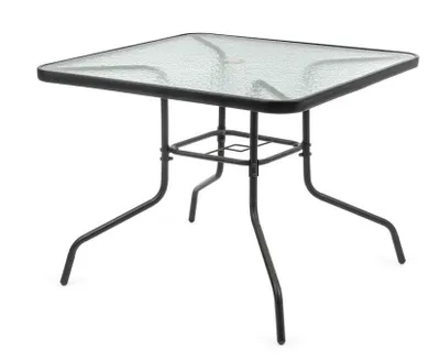 Produktbild von Gartentisch aus Glas und Metall 90x90 cm Jupiter