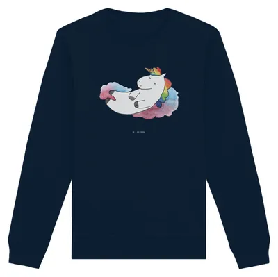 Produktbild von Mr. & Mrs. Panda Bio Baumwoll Pullover Einhorn Wolke 7 Größe M - French Navy - Geschenk, Rundhals Sweatshirt, Einhörner, Lustig, Unicorn, Sweater, Pulli, Menschen
