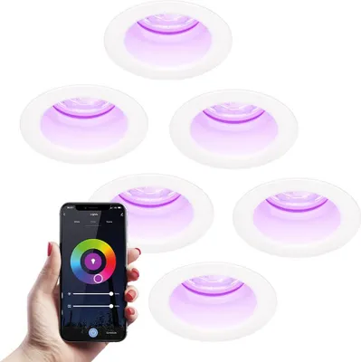 Produktbild von hoftronicsmart LED Einbaustrahler 5,5W 345 Lumen RGBWW GU10 Weiß Set 6 Stück