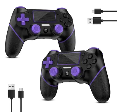 Immagine prodotto di 2 controller wireless per PS4/Pro/Slim/PC, gamepad con joystick, funzione turbo, pulsante di ritorno, vibrazione duale, sensore giroscopico a 6 assi e touchpad