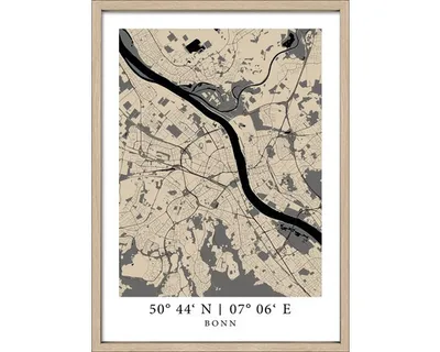 Produktbild von Gerahmtes Bild Bonn Landkarte I 53x73 cm