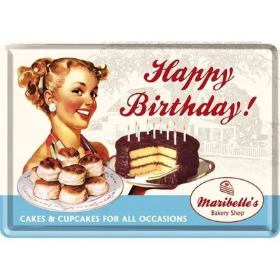 Zdjęcie produktu dla Pocztówka Metalowa 14 X 10 Cm Happy Birthday