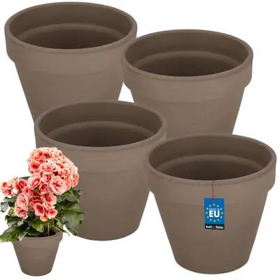 Immagine prodotto di KOTARBAU® Vaso per piante in terracotta color moka, con bordo, diametro 13 cm, set da 4