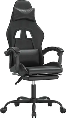 Produktbild von Gaming-Stuhl mit Fußstütze Schwarz Kunstleder