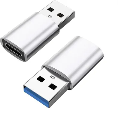 Image de INF Adaptateur USB 3.0 mâle vers Type-C femelle en aluminium (Lot de 2) Argent