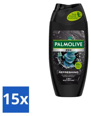 Zdjęcie produktu dla 15 sztuk żelu pod prysznic 3w1 Palmolive Men, odświeżający - 250 ml - zestaw ekonomiczny