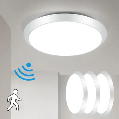 Obrázek produktu pro ZMH 3 LED stropní svítidla s detektorem pohybu stropní svítidlo bílé 15W neutrální bílé chodbové svítidlo IP44 15W 30cm pro garáž dílnu kuchyň hotel