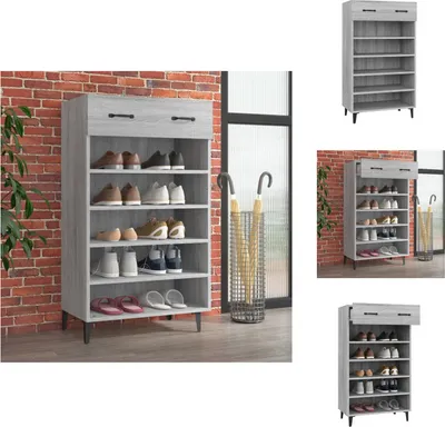 Produktbild von vidaXL Schuhschrank Grau Sonoma 60x35x105 cm Holzwerkstoff - Schuhregale & -schränke