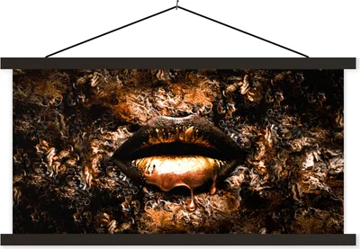 Produktbild von MuchoWow® Textilposter Farbe - Lippen - Frau 90x45 cm mit schwarzem Rahmen - Klemmleisten