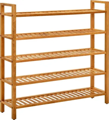 Produktbild von Schuhregal mit 5 Etagen 100x27x100 cm Massivholz Eiche