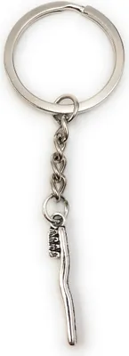 Zdjęcie produktu dla Onwomania brelok do kluczy szczoteczka do zębów srebrny metalowy wisiorek zawieszka