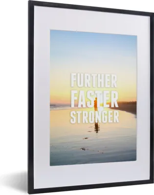 Produktbild von MuchoWow® MuchoWow® Gerahmtes Poster Sport - Zitate - 'Weiter schneller stärker' - Sprichwörter 30x40 cm - Poster mit zchwarzem Bilderrahmen - Wandposter Schlafzimmer