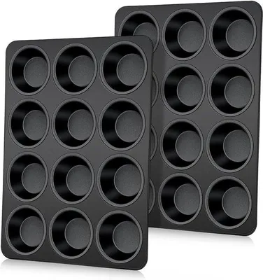 Image de Moule à muffins en acier inoxydable, 12 cavités, 35 x 27 cm, antiadhésif, sain
