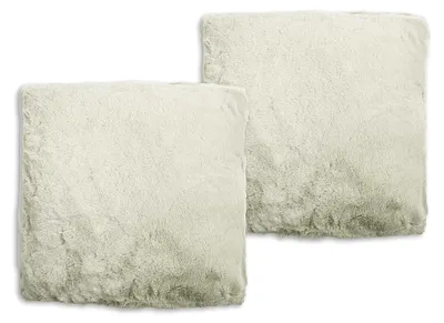 Produktbild von Set Kissenbezug mit Füllung Sofakissen Dekokissen Kissenbezüge Couchkissen Weich Kissenbezug Zierkissenbezug in Felloptik Rabbit Deluxe 750 GSM Kunstfell Fellimitat (Weiß, 2X 45x45 cm)
