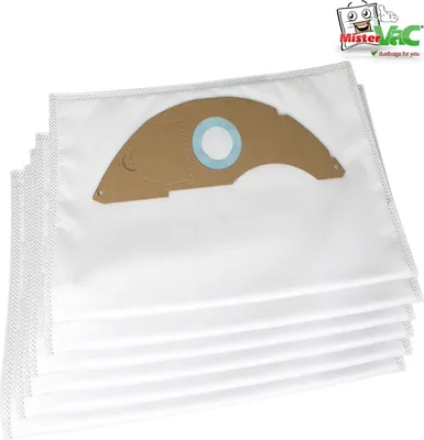 A stack of white vacuum cleaner bags with a cardboard attachment.