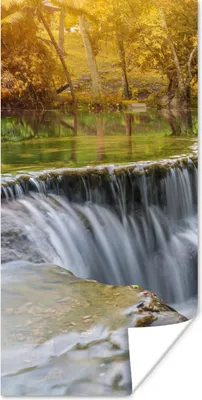 Produktbild von MuchoWow® Poster Herbst - Wasserfall - Natur - Bäume 60x120 cm - Wandschmuck