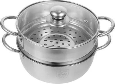 Produktbild von Induktionskochtopf aus Edelstahl mit Dampfsteamer - Ideal für vegane Kochmöglichkeiten