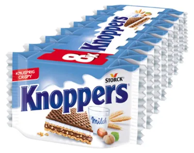 Zdjęcie produktu dla Knoppers wafle jogurtowe z nadzieniem z kremu jogurtowego 8 sztuk 200g