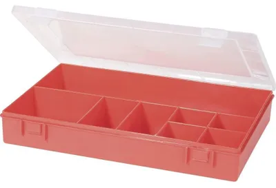 Obrázek produktu pro Třídicí krabička - 8 přihrádek - Červená - 22,5 x 33,5 x 5,5 cm - Polypropylen - Box na šrouby