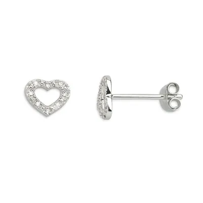 Produktbild von Xenox Damen 9K Weißgold Ohrstecker mit Diamanten in silberfarben - XENOX Heart - XG4204