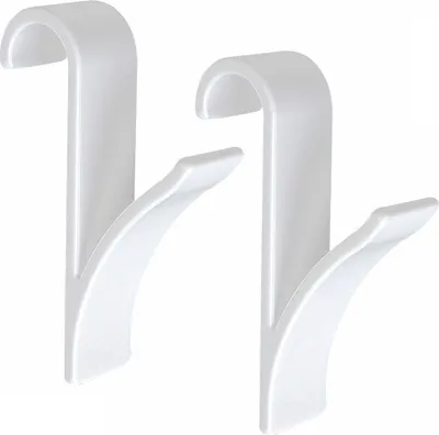 Two white hooks for radiators.