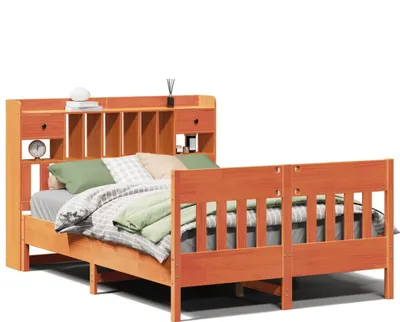 Produktbild von vidaXL Massivholzbett ohne Matratze Wachsbraun 140x190 cm Kiefernholz