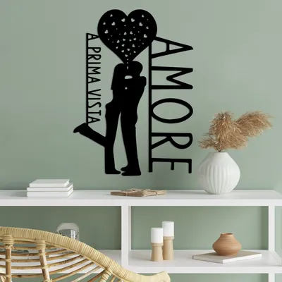 Immagine prodotto di Wallity, Amore Prima Vista 3, Accessorio decorativo da parete in metallo, Nero, 100 % METALLO, 40 x 56 cm