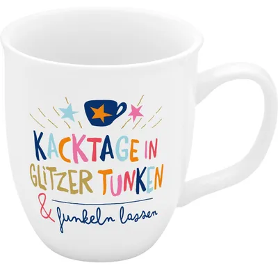 Espressotasse 10 cl Porzellan Spruch Glitzer