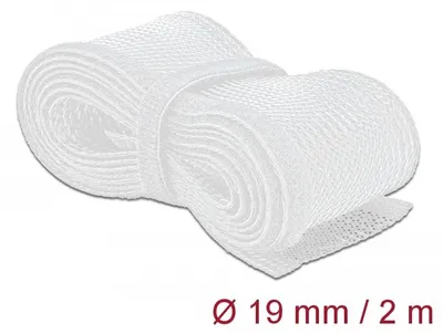 Produktbild von Geflechtschlauch mit Klettverschluss, 2 Meter x Ø 19mm (weiß)