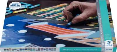 Productafbeelding van De Van Gogh set bevat zachte pastelkleuren in een selectie van 60 kleuren, geschikt voor het weergeven van stadsgezichten