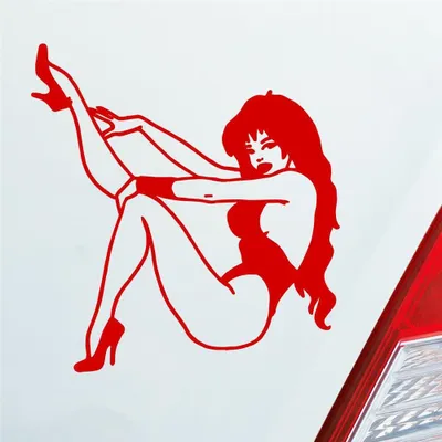 Produktbild von Auto Aufkleber Frau Pin Up Girl Vintage Sexy 10x10,5 cm Rot Sticker Heckscheibenaufkleber