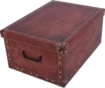 Produktbild von Aufbewahrungsbox Midi Leather rot mit Deckel/Griff 37x30x16cm Allzweckkiste Pappbox Aufbewahrungskarton Geschenkbox