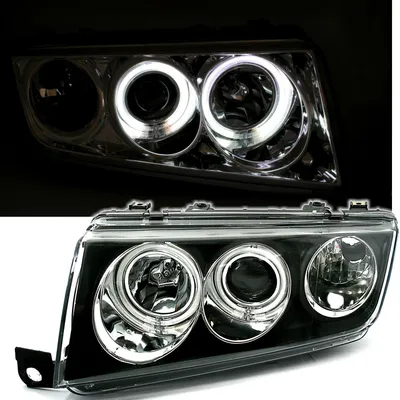 Für Skoda Fabia 6Y 12/1999-3/2007 CCFL Angel Eyes Scheinwerfer Schwarz Set in der Farbe Schwarz von AD TUNING GmbH & Co. KG