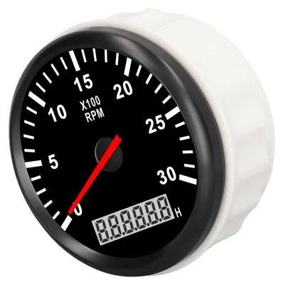 Zdjęcie produktu dla Wskaźnik obrotomierza 85 mm (3,35 cala), 3000 obr./min, wodoodporny (IP67), z wyświetlaczem LCD i licznikiem godzin pracy oraz czerwonym podświetleniem, do samochodów, ciężarówek i łodzi