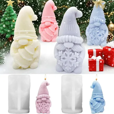 Produktbild von 2er Set Silikonformen Wichtel für Kerzen, Seife, Gips, Kunstharz, Weihnachten