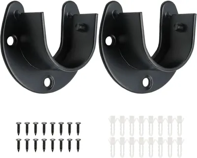 Produktbild von Runde Buishalter 38 mm, 2 Stück, Edelstahl, schwarz, für Kleiderstangen