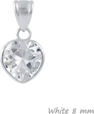 Produktbild von Zirkonia Herz Anhänger 925 Silber mit / ohne Kette für Damen & Kinder White 8 mm ohne Kette