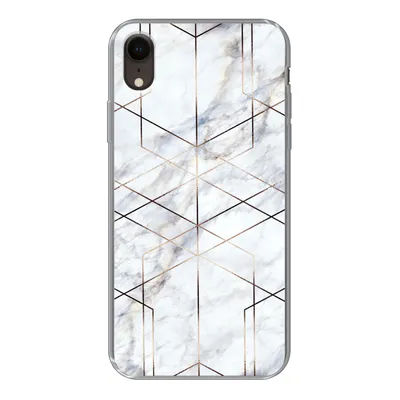 Produktbild von MuchoWow® Handyhülle Schutzhülle Hülle für iPhone XR Marmor - Gold - Weiß Silikon Softcase Handy Hülle - Schutzdeckel