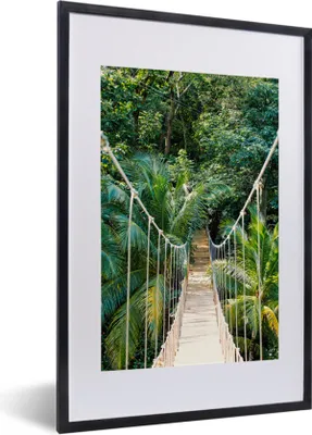 Produktbild von MuchoWow® Gerahmtes Poster Dschungel - Palme - Brücke - Natur - Pflanzen 40x60 cm - Poster mit Schwarzem Bilderrahmen Wandposter Rahmen Foto Bilder - Poster in Rahmen