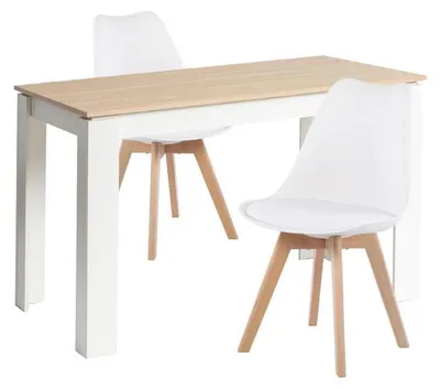 Zdjęcie produktu dla Zestaw obiadowy: stół i 2 krzesła, prostokątny, dąb/biały, 120 cm